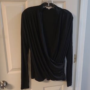 Elegant Black Drape Front Top